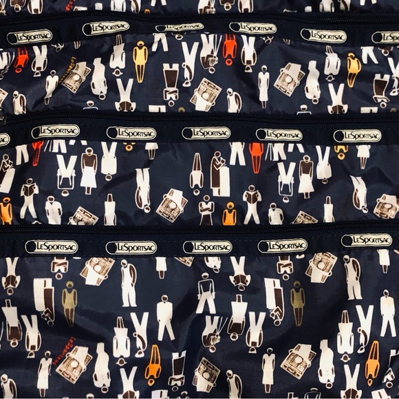 Lesportsac Large Navy Tote with Professions Print - Picture 4 of 10